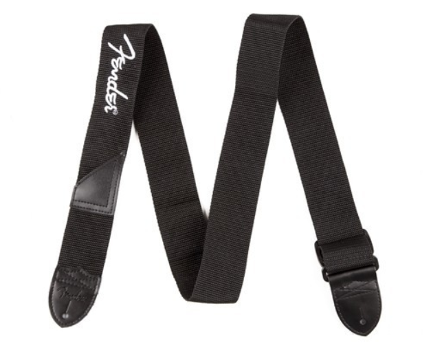 FENDER Tracolla in polietilene Black da 2 pollici con logo White