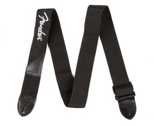 FENDER Tracolla in polietilene Black da 2 pollici con logo White