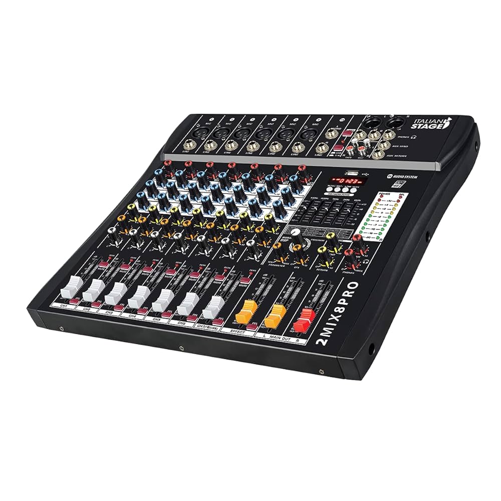 Italian Stage Mixer 8 USB con 4 Ingressi Microfonici